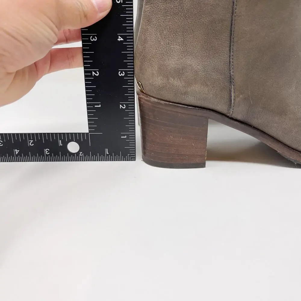Kate Spade Size 6 Gray Leather Block Heeled Tall Boots Almond Toe Side Zipper